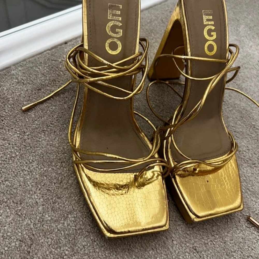 EGO Gold Strappy Heels